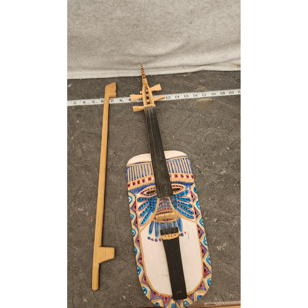 Mexican Violin Primitive Art Hand Carved Wooden Folk Art Decorative Instrument - Picture 1 of 10